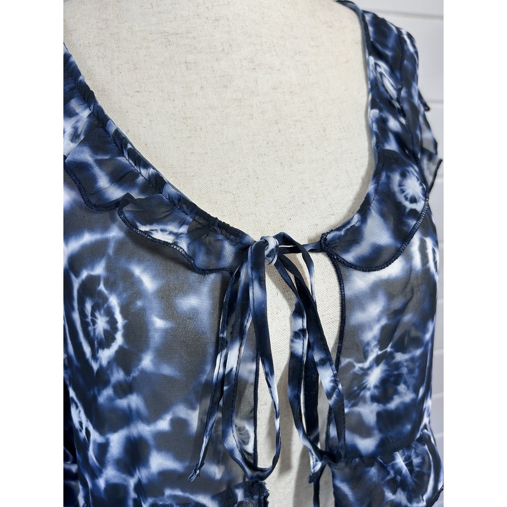 DOTTO Boutique Women's Sheer Flowy Front Tie Coverup Sz M/L Vacation Beach Res